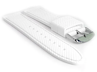 (image for) 16mm White/White - Silicon Watch Strap / Band with Thread, Waterproof (1)