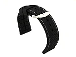 (image for) 24mm Black/White - Silicon Watch Strap / Band with Thread, Waterproof
