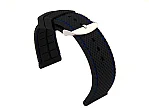 (image for) 24mm Black/Blue - Silicon Watch Strap / Band with Thread, Waterproof