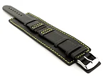 (image for) Leather Watch Strap with Wrist Cuff - Solar Black / Yellow 22mm