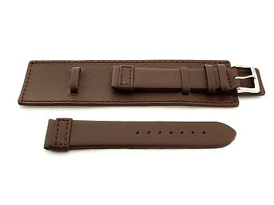 (image for) Leather Watch Strap with Wrist Cuff - Solar Dark Brown / Brown 22mm (1)