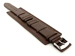 (image for) Leather Watch Strap with Wrist Cuff - Solar Dark Brown / Brown 22mm