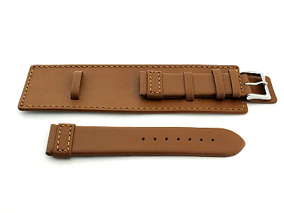 (image for) Leather Watch Strap with Wrist Cuff - Solar Brown / Brown 22mm (1)