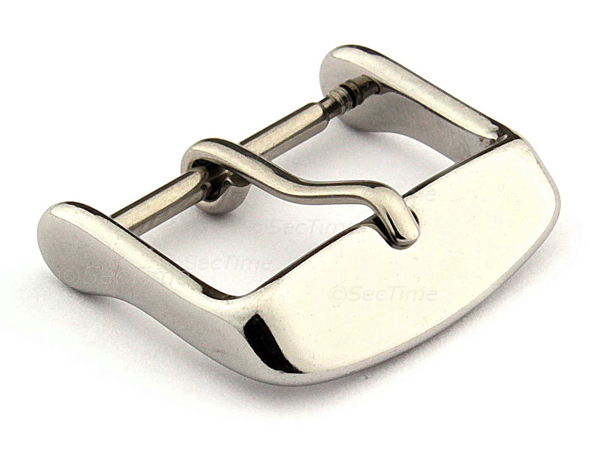 (image for) Polished Silver-Coloured Stainless Steel Standard Watch Strap Buckle 20mm
