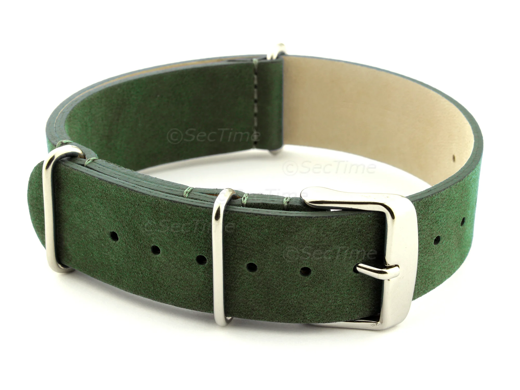 (image for) Suede Leather Nato G10 Military Watch Strap Green 20mm (1)