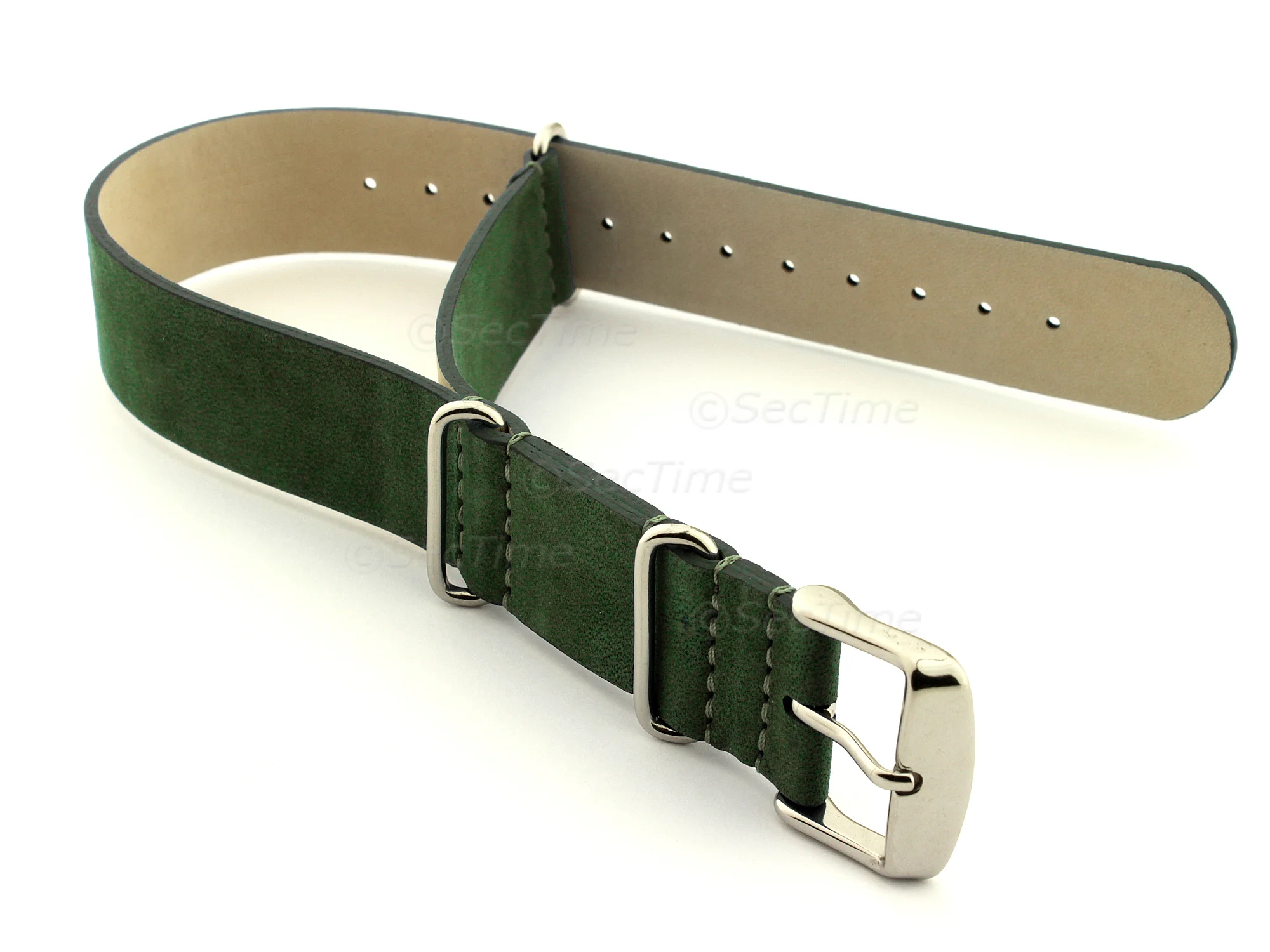(image for) Suede Leather Nato G10 Military Watch Strap Green 20mm