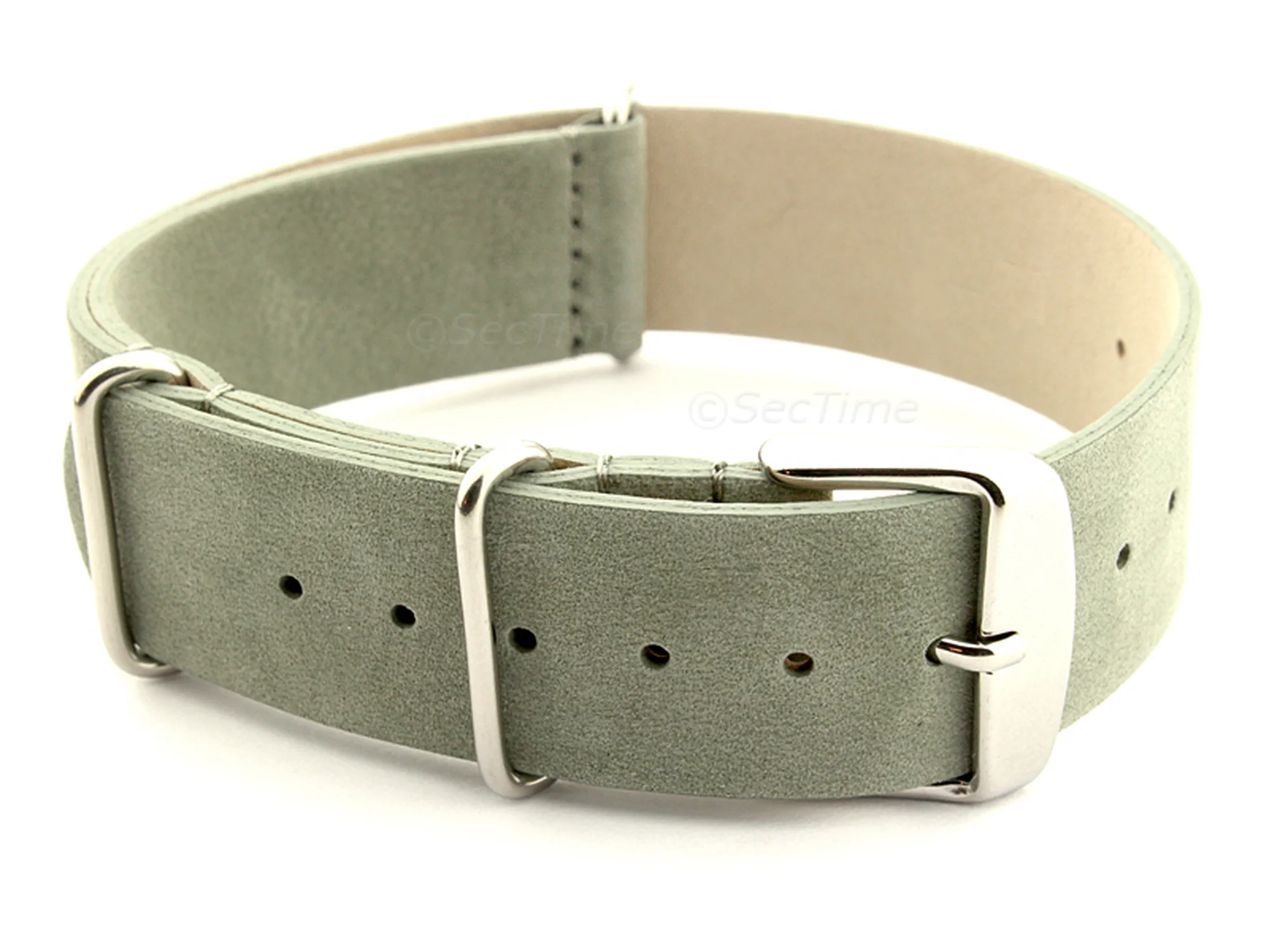 (image for) Suede Leather Nato G10 Military Watch Strap Grey 22mm (1)