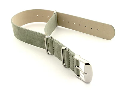 (image for) Suede Leather Nato G10 Military Watch Strap Grey 18mm