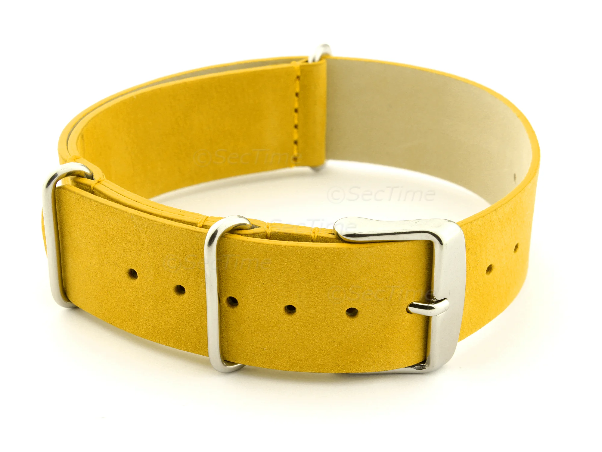 (image for) Suede Leather Nato G10 Military Watch Strap Yellow 22mm (1)