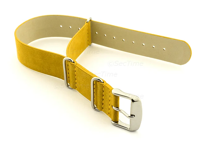 (image for) Suede Leather Nato G10 Military Watch Strap Yellow 22mm