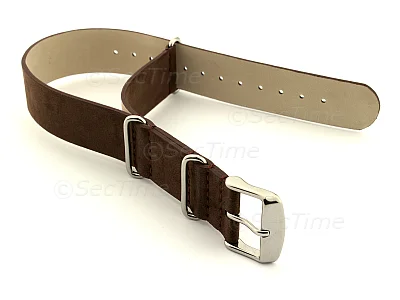 (image for) Suede Leather Nato G10 Military Watch Strap Dark Brown 24mm