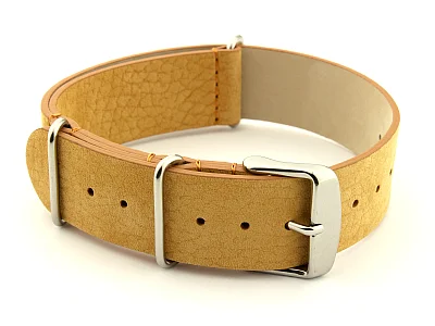 (image for) Suede Leather Nato G10 Military Watch Strap Brown 22mm (1)