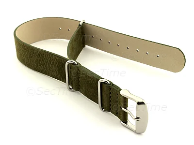 (image for) Suede Leather Nato G10 Military Watch Strap Olive Green 20mm