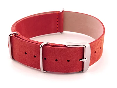 (image for) Suede Leather Nato G10 Military Watch Strap Red 20mm (1)
