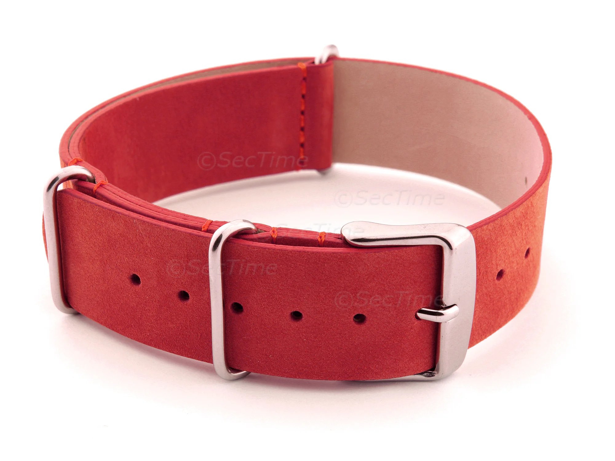 (image for) Suede Leather Nato G10 Military Watch Strap Red 20mm (1)