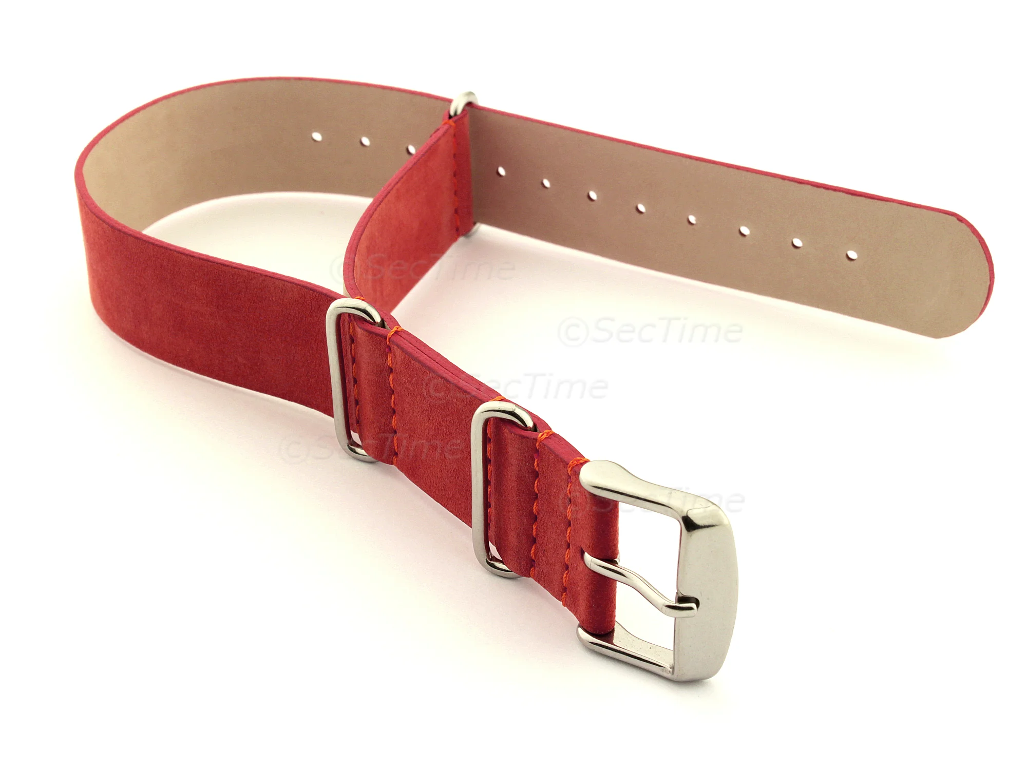 (image for) Suede Leather Nato G10 Military Watch Strap Red 20mm
