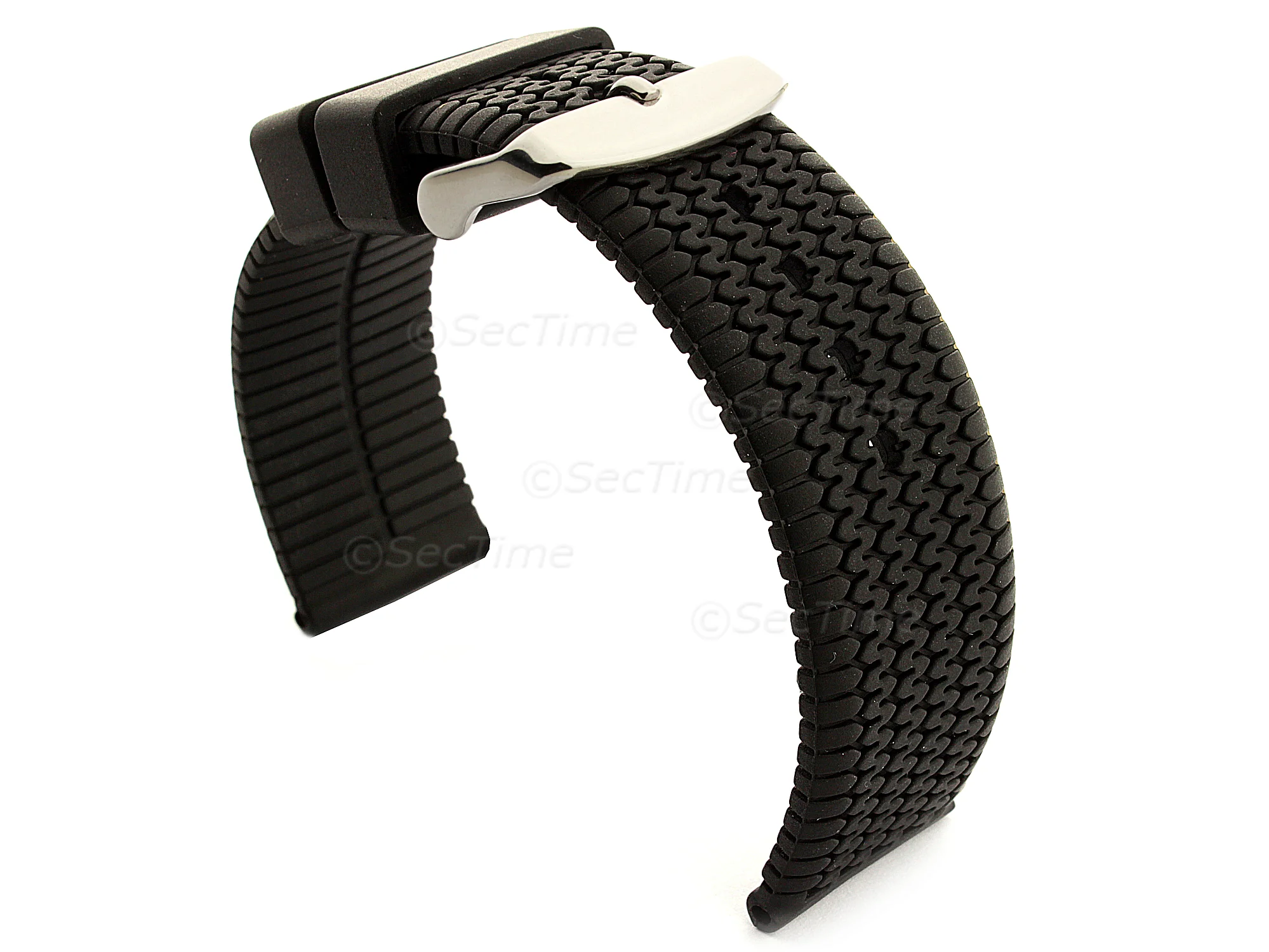 (image for) Silicone Watch Strap Summer Tread Waterproof Black 20mm