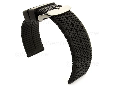(image for) Silicone Watch Strap Summer Tread Waterproof Black 22mm