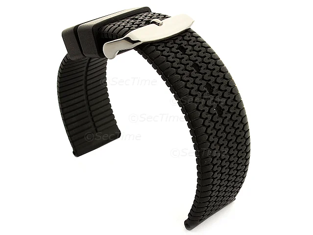 (image for) Silicone Watch Strap Summer Tread Waterproof Black 20mm