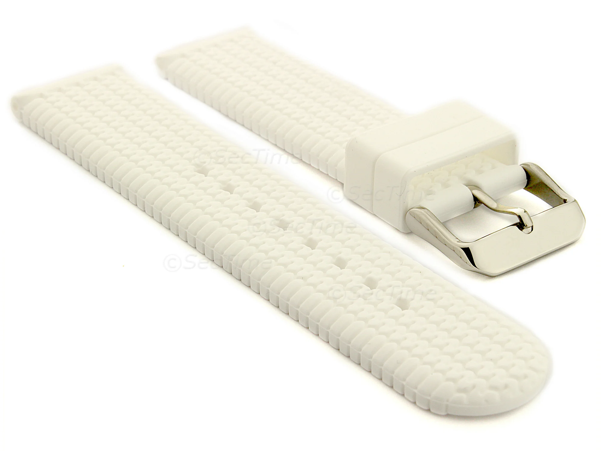 (image for) Silicone Watch Strap Summer Tread Waterproof White 22mm (1)