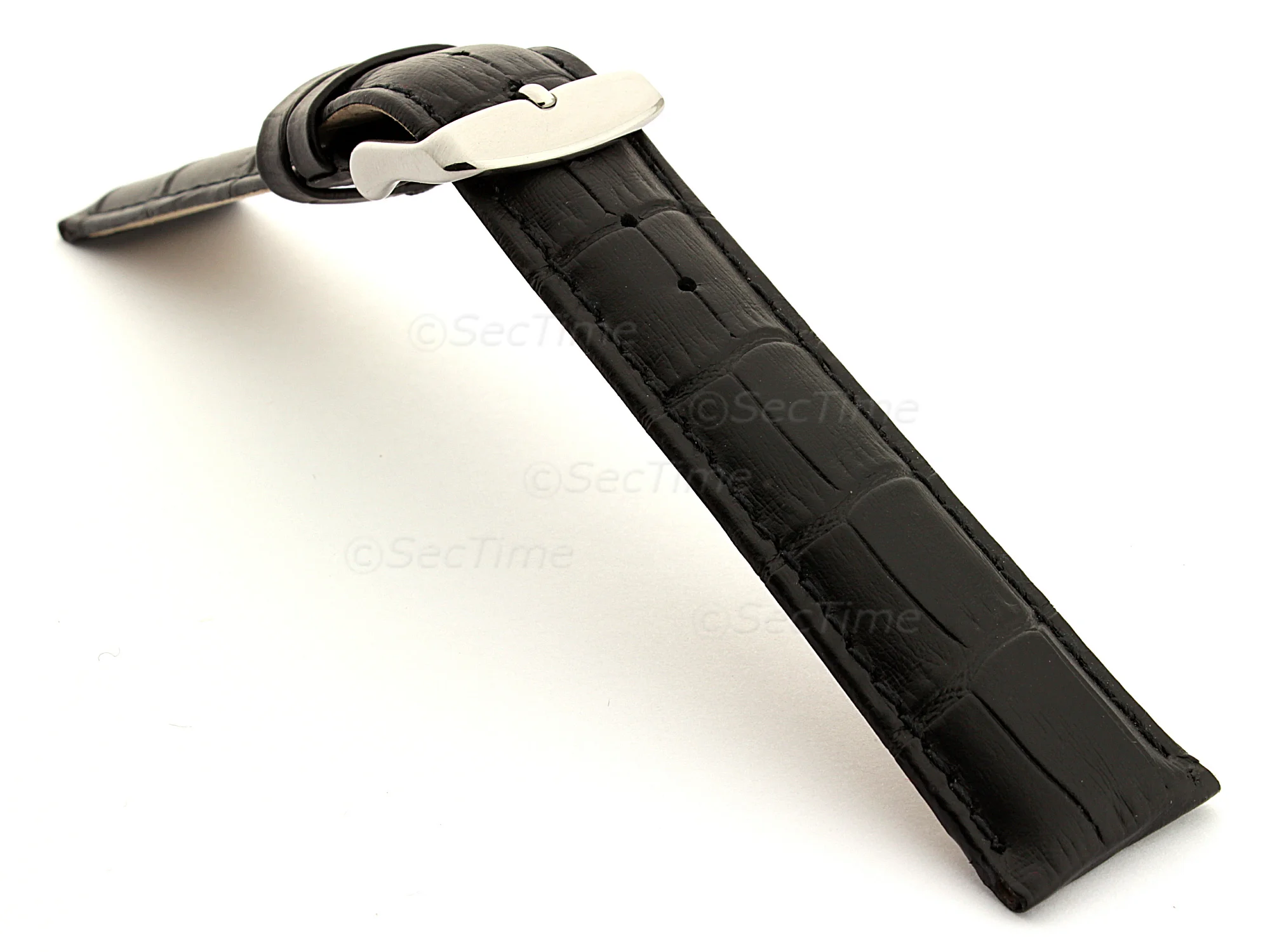 (image for) Genuine Leather Watch Strap Sydney Croco Black 21mm (1)
