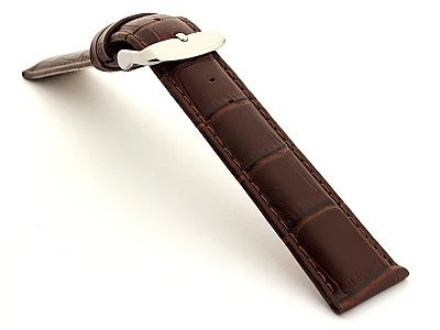 (image for) Genuine Leather Watch Strap Sydney Croco Dark Brown 19mm (1)