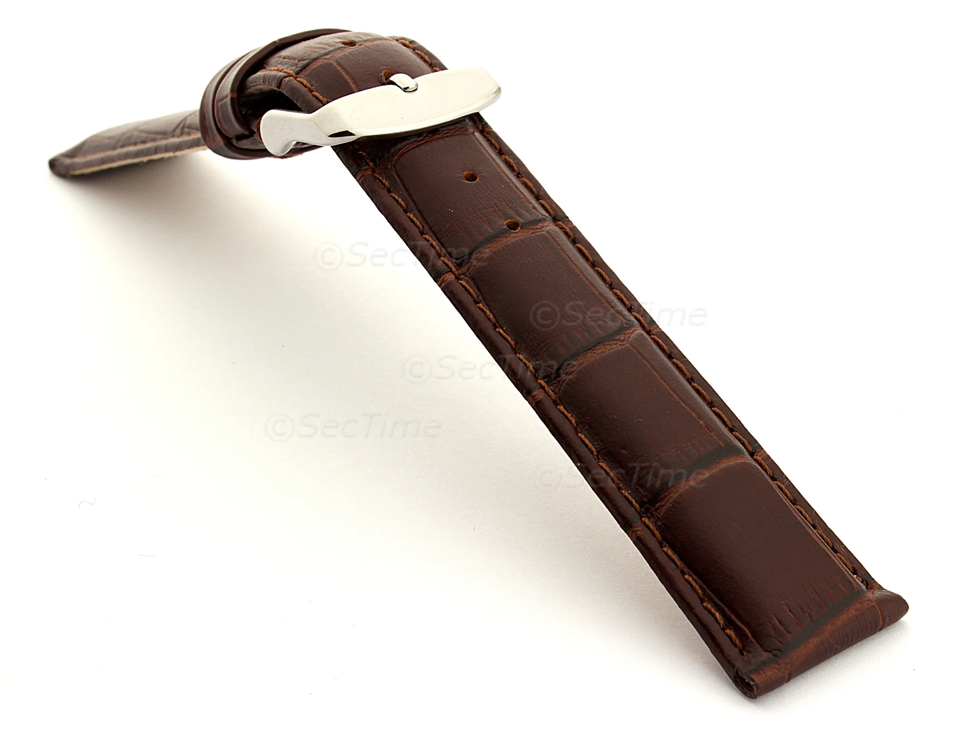 (image for) Genuine Leather Watch Strap Sydney Croco Dark Brown 19mm (1)