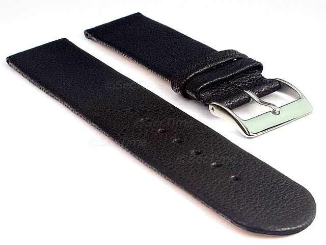 (image for) 20mm Black Genuine Leather Watch Strap Band Tact