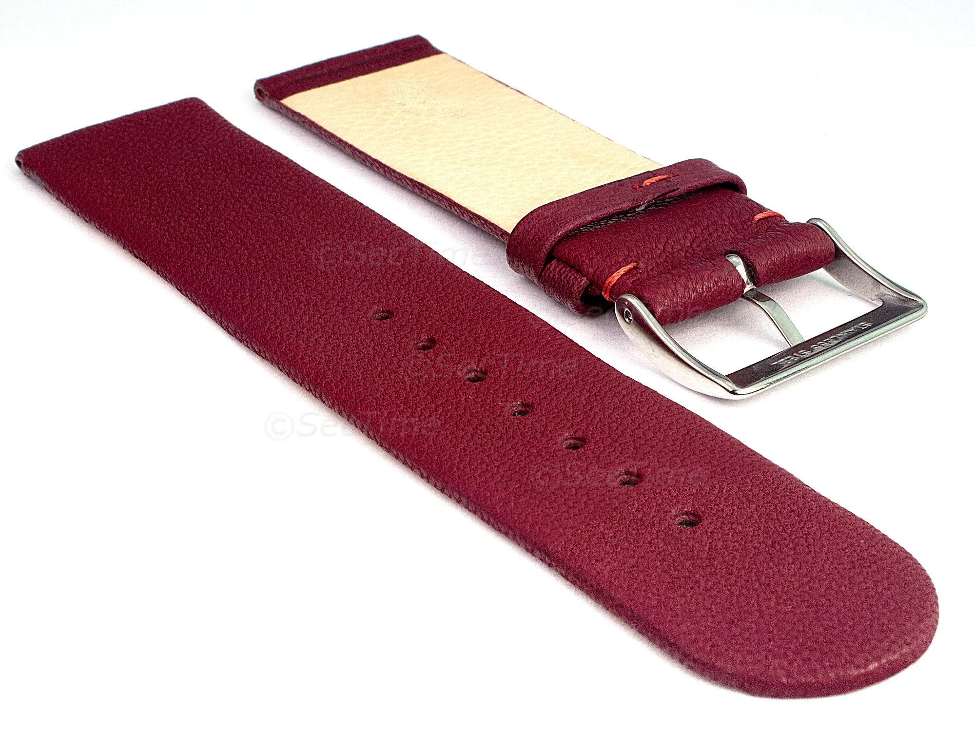 (image for) 22mm Maroon Genuine Leather Watch Strap Band Tact (1)