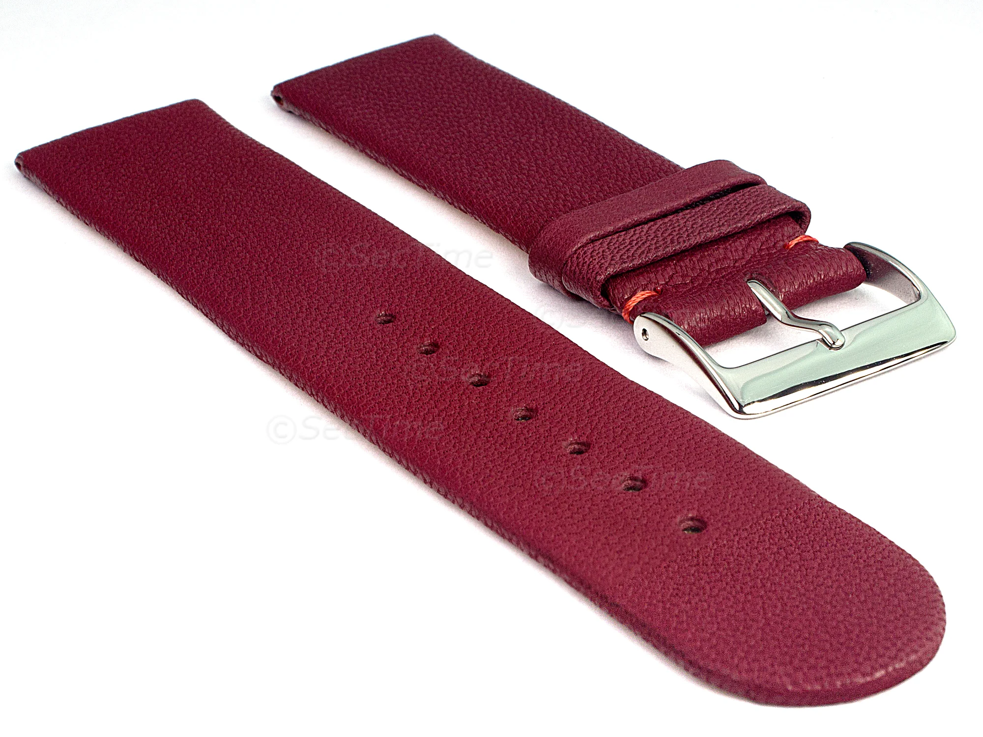(image for) 22mm Maroon Genuine Leather Watch Strap Band Tact