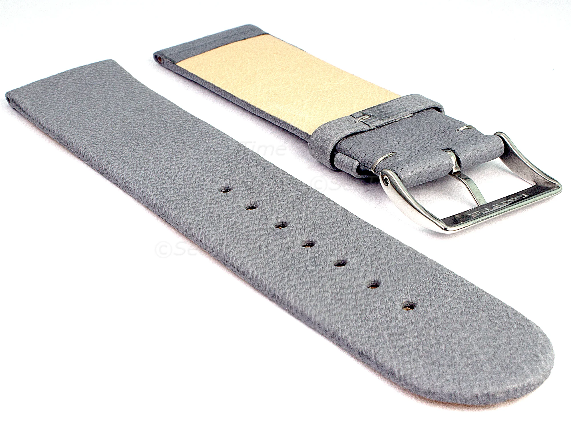 (image for) 22mm Grey Genuine Leather Watch Strap Band Tact (1)