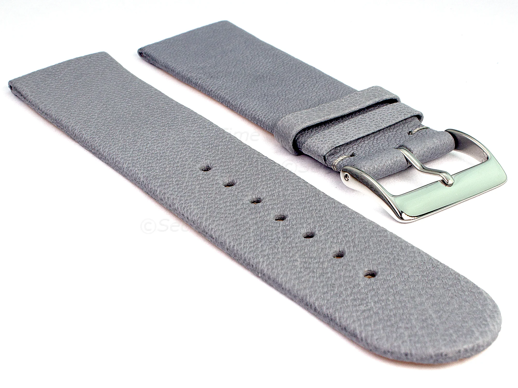 (image for) 22mm Grey Genuine Leather Watch Strap Band Tact