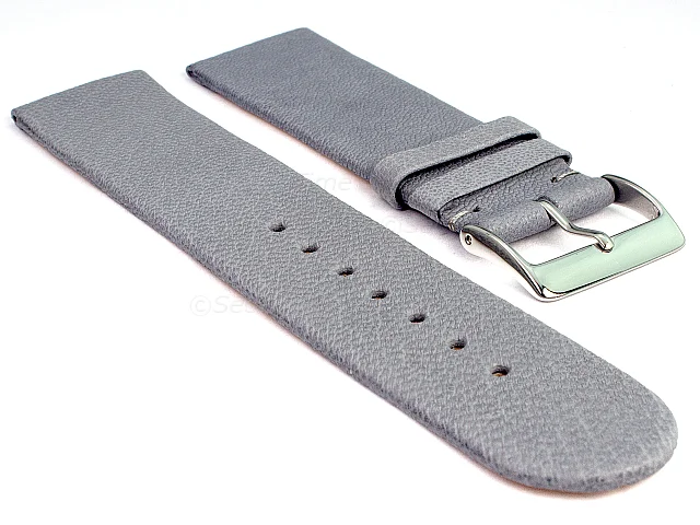 (image for) 22mm Grey Genuine Leather Watch Strap Band Tact