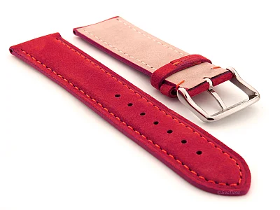 (image for) Suede Genuine Leather Watch Strap Teacher Red 22mm (1)