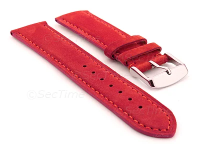 (image for) Suede Genuine Leather Watch Strap Teacher Red 22mm