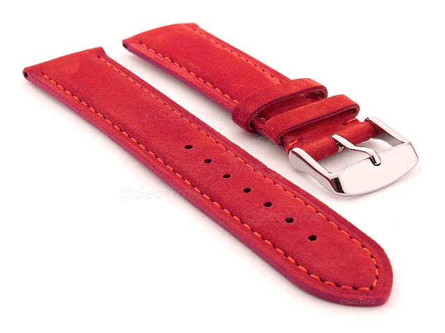 (image for) Suede Genuine Leather Watch Strap Teacher Red 22mm