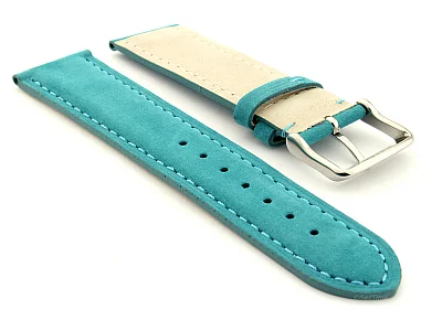 (image for) Suede Genuine Leather Watch Strap Teacher Turquoise 20mm (1)