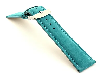 (image for) Suede Genuine Leather Watch Strap Teacher Turquoise 20mm (2)