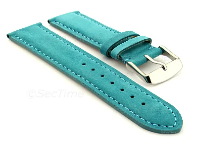 (image for) Suede Genuine Leather Watch Strap Teacher Turquoise 19mm
