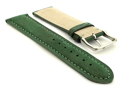 (image for) Suede Genuine Leather Watch Strap Teacher Green 18mm (1)