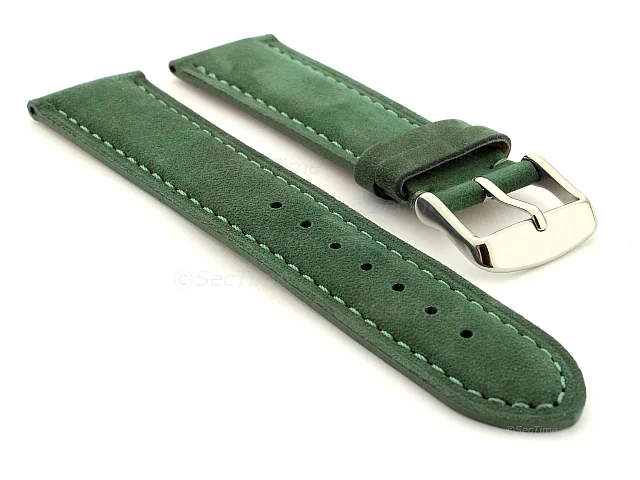 (image for) Suede Genuine Leather Watch Strap Teacher Green 18mm