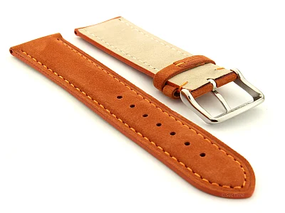 (image for) Suede Genuine Leather Watch Strap Teacher Orange 22mm (1)