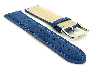 (image for) Suede Genuine Leather Watch Strap Teacher Blue 22mm (1)