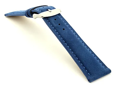 (image for) Suede Genuine Leather Watch Strap Teacher Blue 22mm (2)