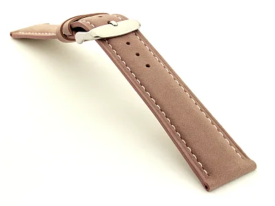 (image for) Suede Genuine Leather Watch Strap Teacher Pink 22mm (2)