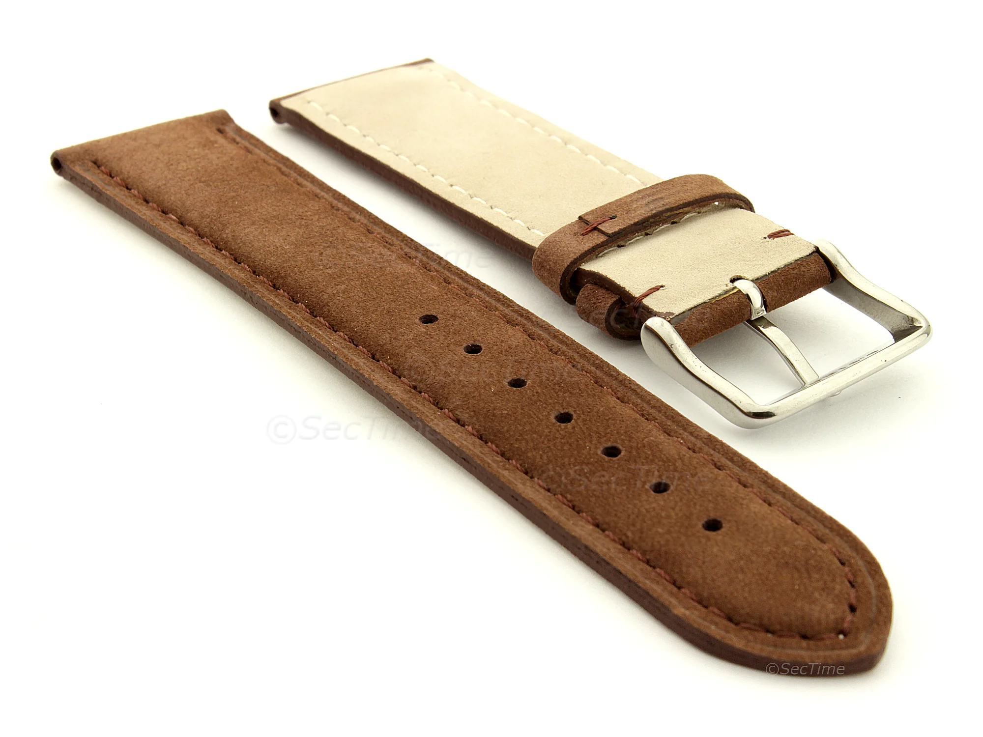 (image for) Suede Genuine Leather Watch Strap Teacher Cocoa 22mm (1)