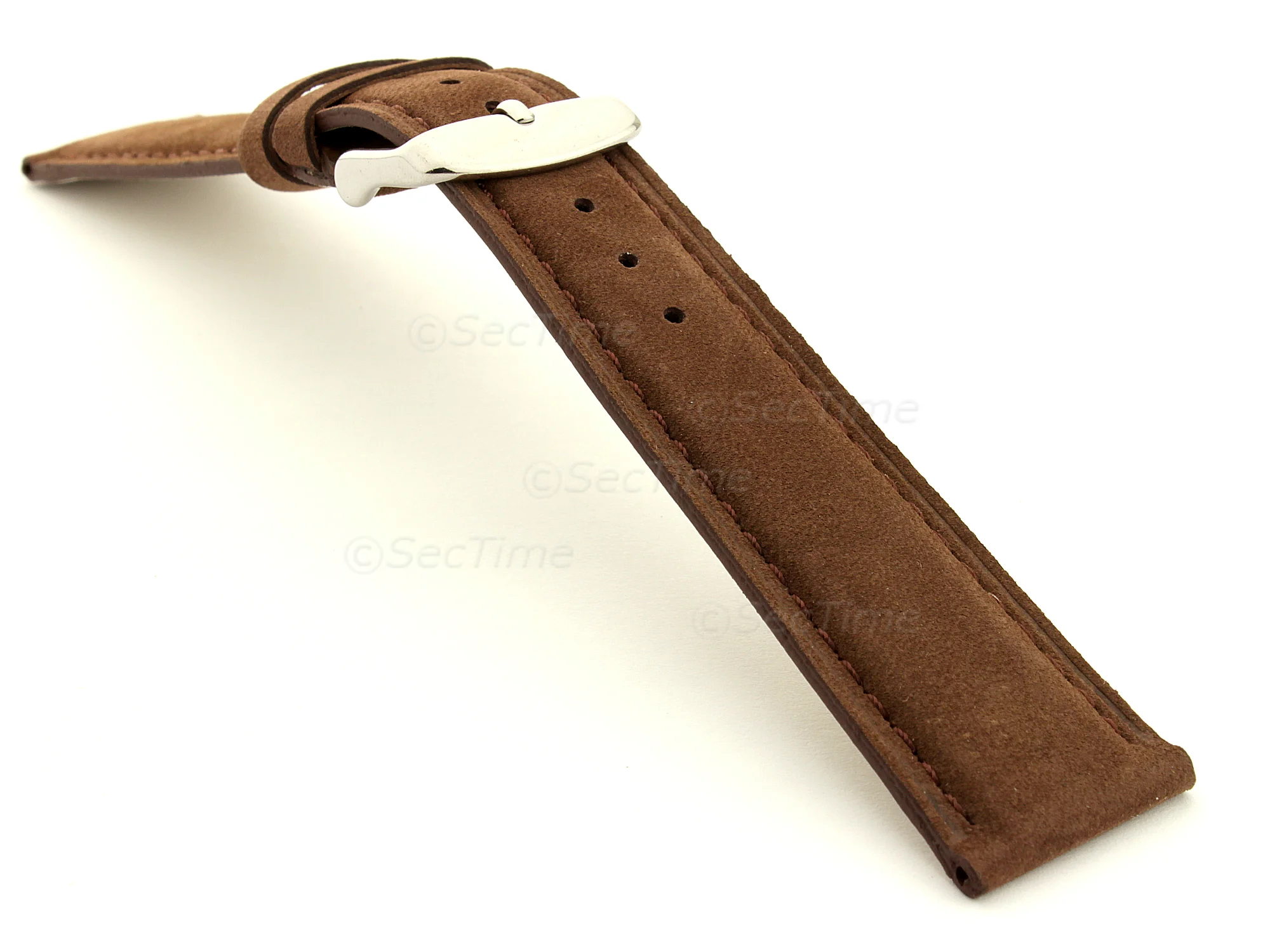 (image for) Suede Genuine Leather Watch Strap Teacher Cocoa 22mm (2)