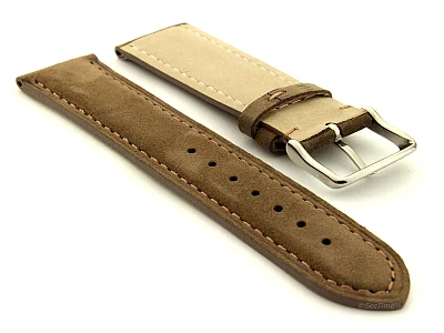 (image for) Suede Genuine Leather Watch Strap Teacher Coyote Brown 19mm (1)