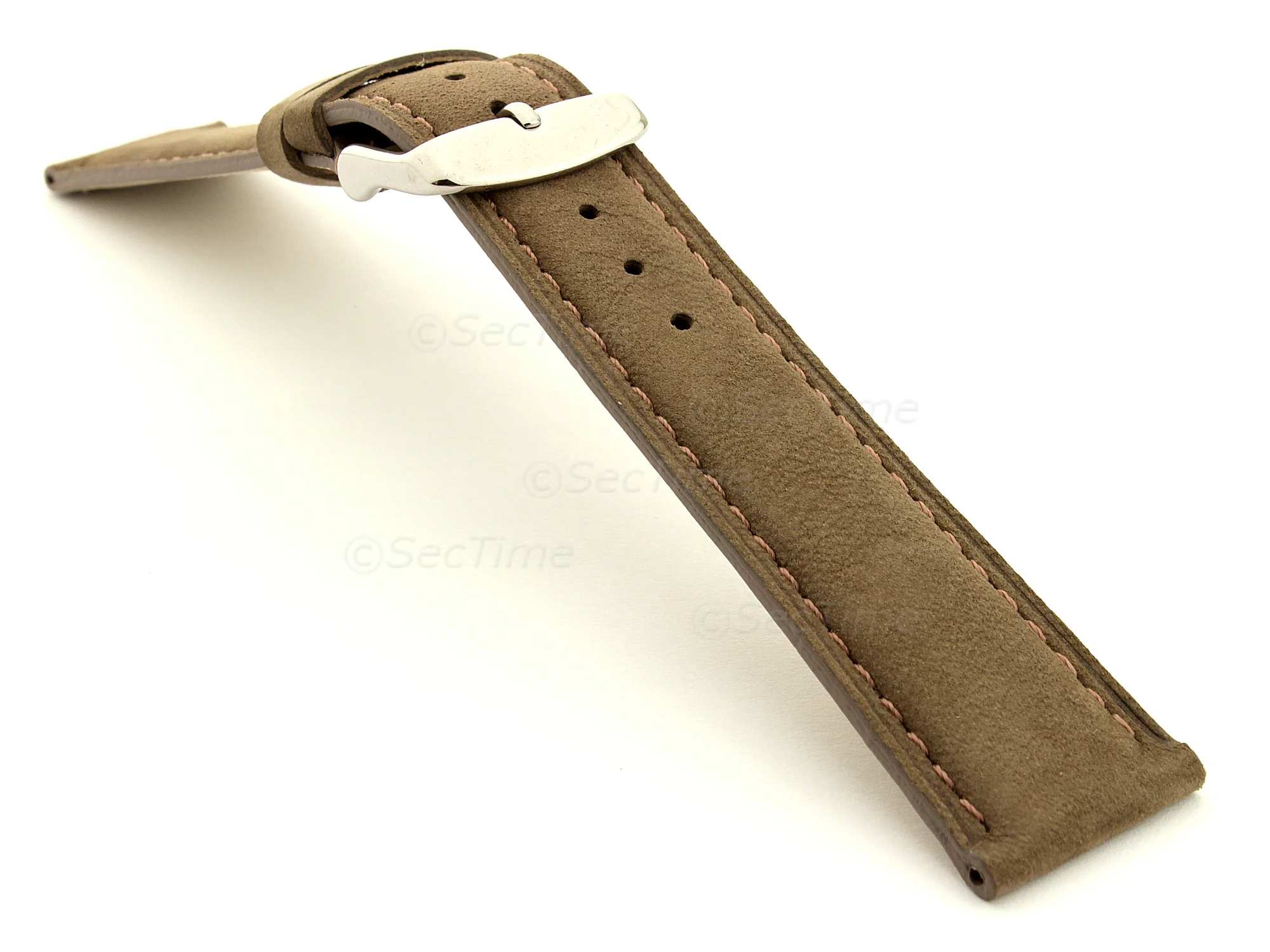 (image for) Suede Genuine Leather Watch Strap Teacher Coyote Brown 19mm (2)