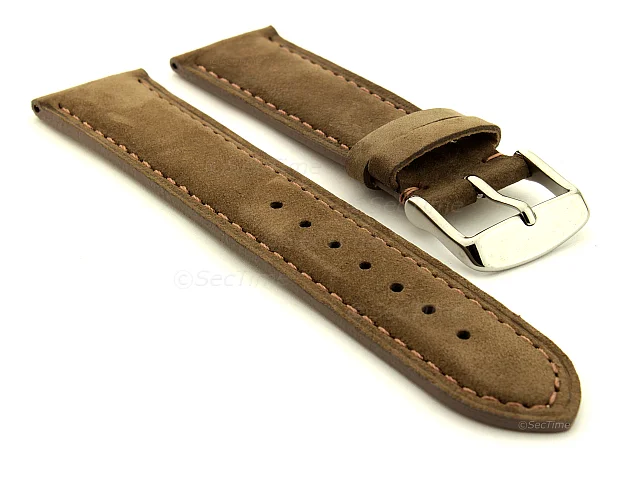 (image for) Suede Genuine Leather Watch Strap Teacher Coyote Brown 19mm